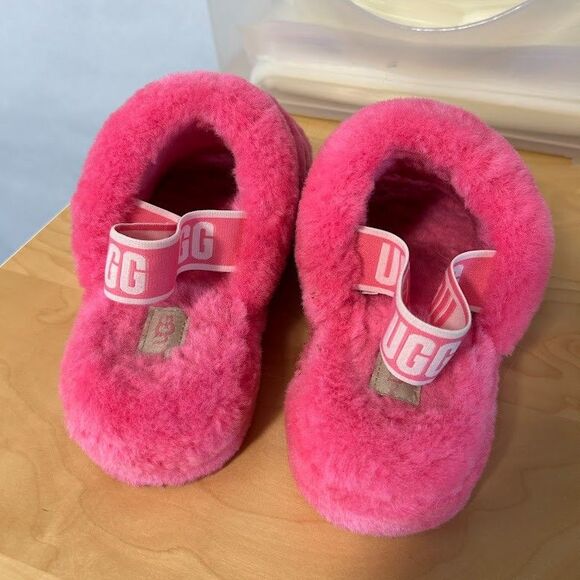 UGG Fluff Yeah Slide Sheepskin Slipper Sandals Hot Pink Platform Women's 9 - Picture 4 of 9